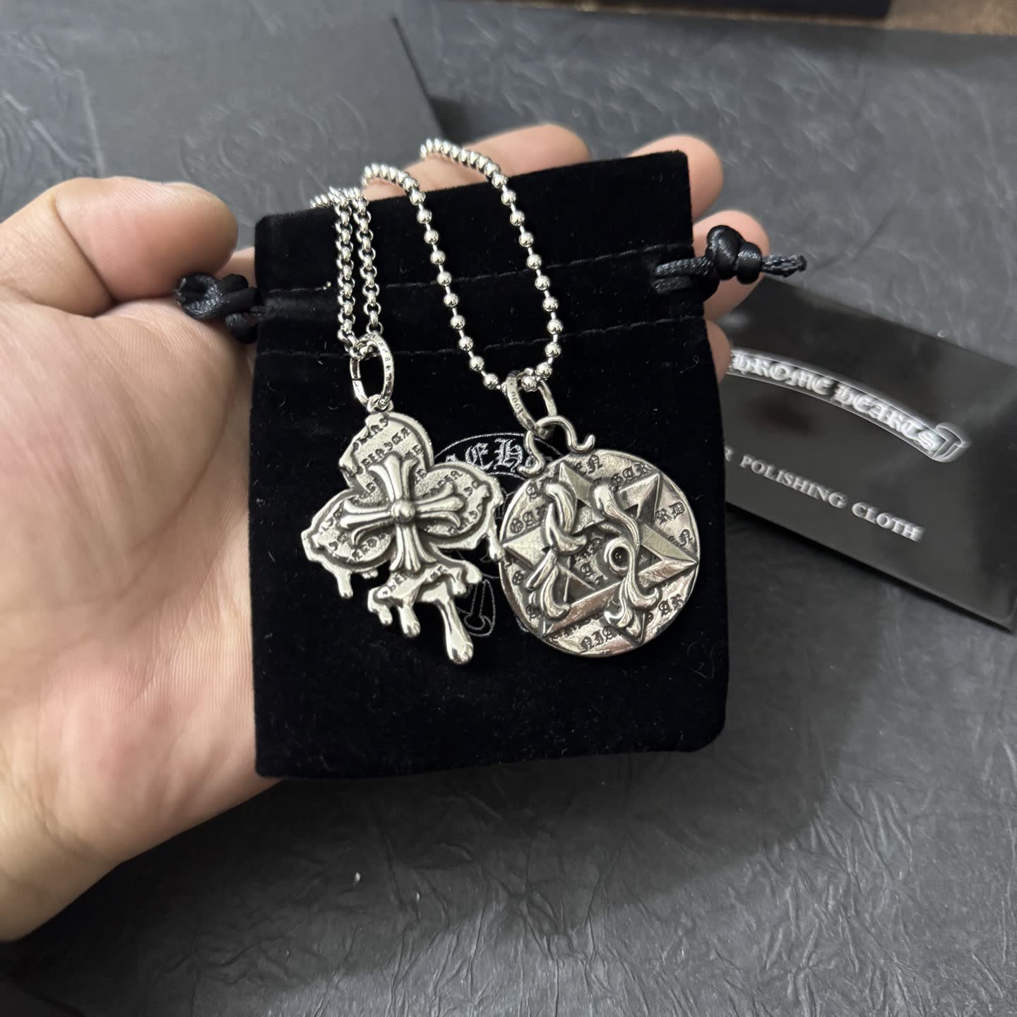 Chrome Hearts Silver Necklace with Symbolic Design